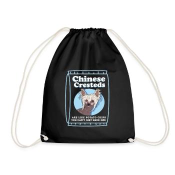 Chinesischer Schopfhund Chinese Cresteds Geschenk - Turnbeutel - Schwarz - Vorne