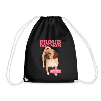 Puggle Mom Dog Owner Dog Mom Gift - Drawstring Bag - black - Front
