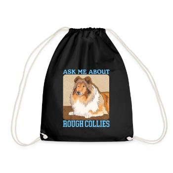 Collie à poil long Collie chien Rough Collies cadeau - Sac de sport léger - noir - Devant