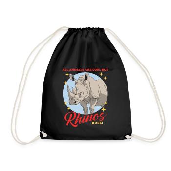 Rhino Rhinoceros Rhinos Gift - Drawstring Bag - black - Front