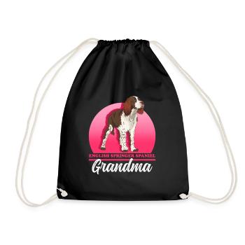 English Springer Spaniel Granny Dog Owner Gift - Drawstring Bag - black - Front