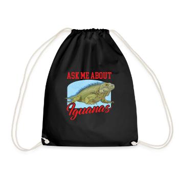 Iguana Lizard Reptile Iguanas Gift - Drawstring Bag - black - Front