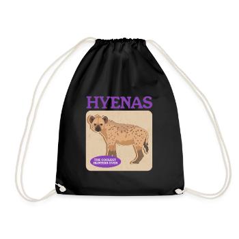 Hyena, spotted hyena, hyena gift - Drawstring Bag - black - Front