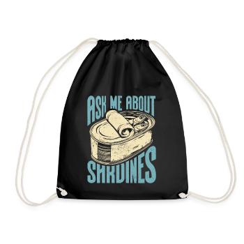 Sardine atlantische europäische Sardinen Geschenk - Turnbeutel - Schwarz - Vorne