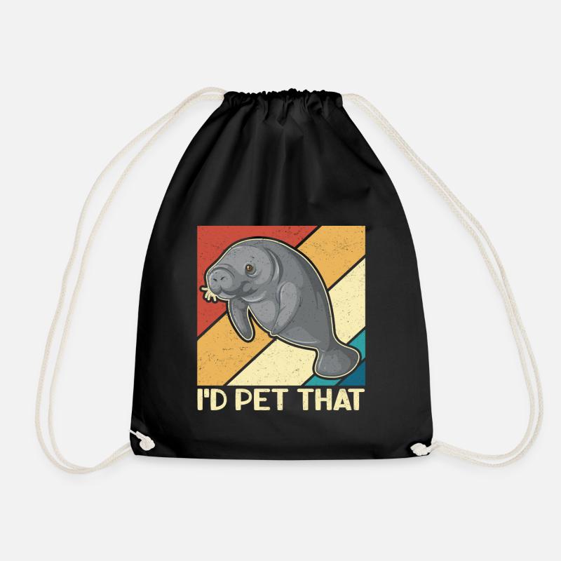 Manati Manatee Rundschwanzseekuh Seekuh Geschenk - Turnbeutel - Schwarz