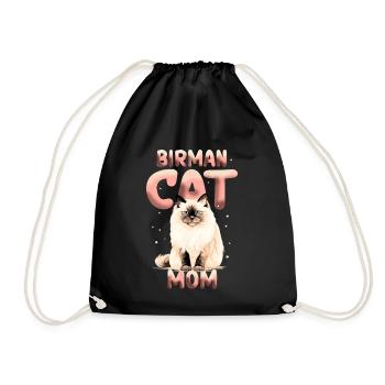 Birma Katzen Mom Birmakatze Birmchen Geschenk - Turnbeutel - Schwarz - Vorne