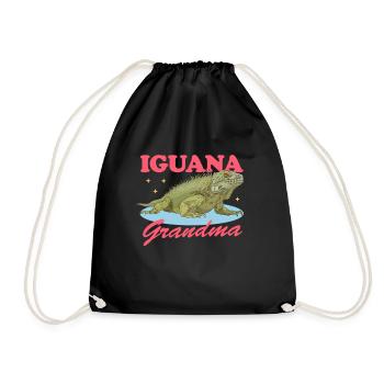 Iguana Granny Reptile Lizard Iguanas Gift - Drawstring Bag - black - Front
