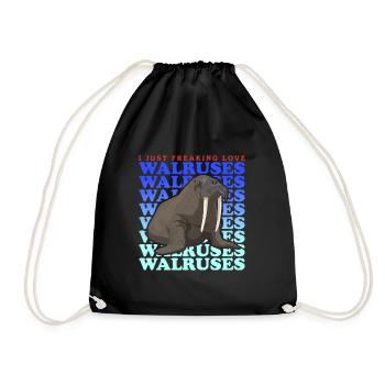 Walross Walrosse Walrus Walroß Geschenk - Turnbeutel - Schwarz - Vorne