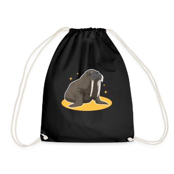 Walross Walroß | Walrus Walrosse Geschenk - Turnbeutel - Schwarz - Vorne