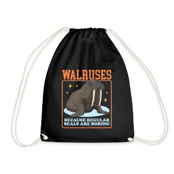 Walrus Walrus | Walrus Walrus Gift - Drawstring Bag - black - Front