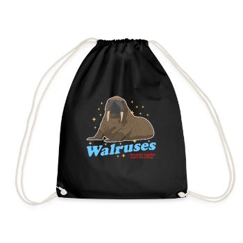 Walross Walroß Walrosse Walrus Robbe Geschenk - Turnbeutel - Schwarz - Vorne