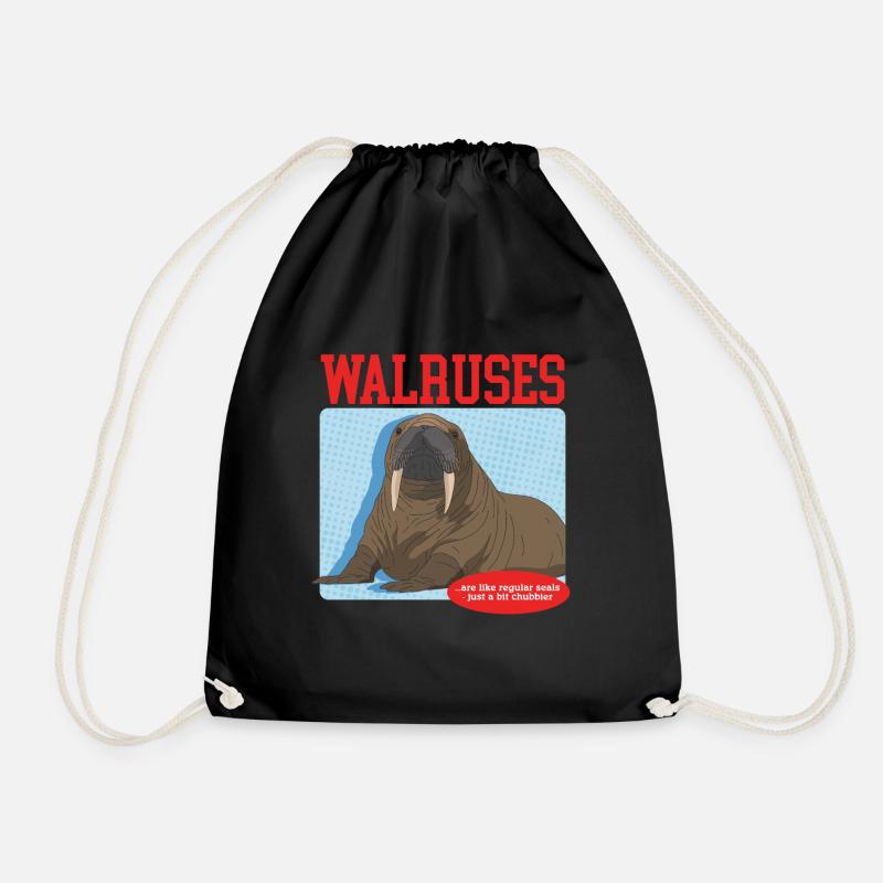 Walross Robbe | Walroß Walrosse Walrus Geschenk - Turnbeutel - Schwarz