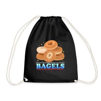 Bagel Beigel Bagel Bread Lover Gift - Drawstring Bag - black - Front