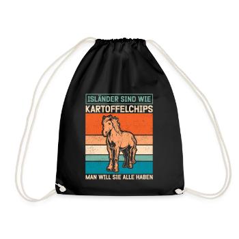 Icelandic Horse Icelandic Isi Icelandic Pony Gift - Drawstring Bag - black - Front