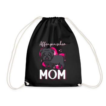 Affenpinscher Mom Monkey Terrier Dogs Gift - Drawstring Bag - black - Front