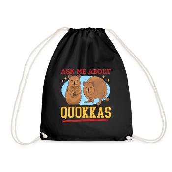 Quokka Short-tailed Kangaroo Quokkas Gift - Drawstring Bag - black - Front
