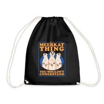 Meerkat Family Funny Meerkat Gift - Drawstring Bag - black - Front