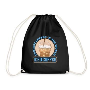 Eiskaffee Iced Coffee Kaffeeliebhaber Geschenk - Turnbeutel - Schwarz - Vorne