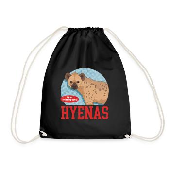 Hyena, spotted hyena, hyena gift - Drawstring Bag - black - Front