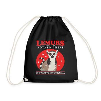 Lémurien à queue annelée lémurien cadeau - Sac de sport léger - noir - Devant