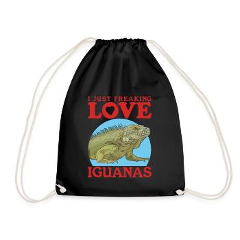 Iguana Reptile Lizard Iguanas Gift - Drawstring Bag - black - Front
