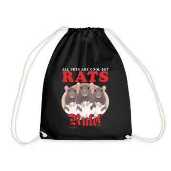 Rats, Rat Owner, Rat Lover Gift - Drawstring Bag - black - Front