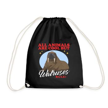 Walrus Walrus Walrus Walrus Gift - Drawstring Bag - black - Front