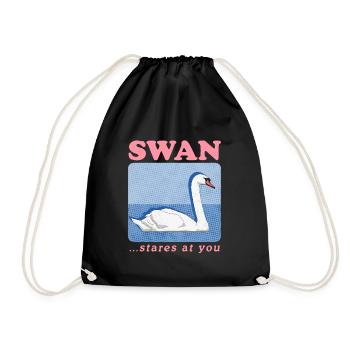 Schwan Schwanenliebhaber Schwäne Geschenk - Turnbeutel - Schwarz - Vorne
