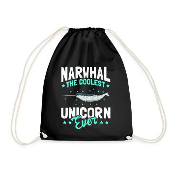 Narwal Wal Narwale Narwhal Wale Geschenk - Turnbeutel - Schwarz - Vorne