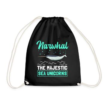 Narwal Wal Narwale Wale Narwhal Geschenk - Turnbeutel - Schwarz - Vorne