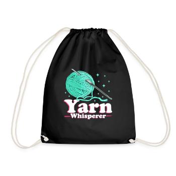 Crochet Crochet Yarn Crochet Crochet Gift - Drawstring Bag - black - Front
