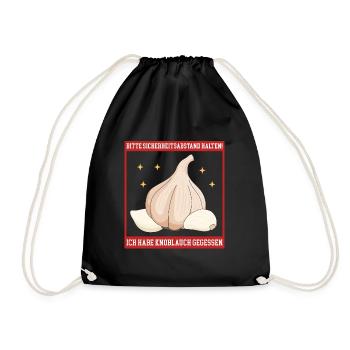 Knoblauch Knoblauchzehe Geschenk - Turnbeutel - Schwarz - Vorne