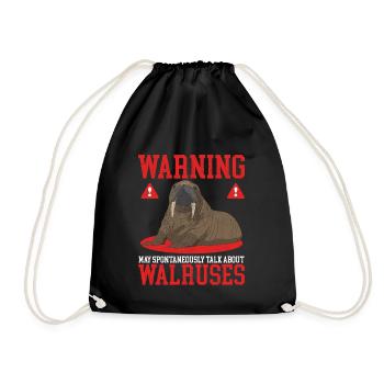 Walross Walroß Walrus Walrosse Geschenk - Turnbeutel - Schwarz - Vorne
