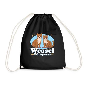 Weasel Mouse Weasel Dwarf Weasel Gift - Drawstring Bag - black - Front