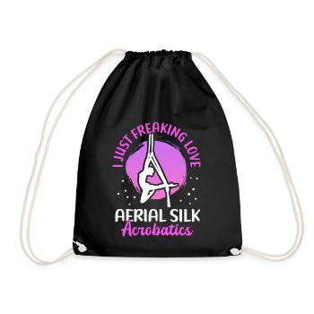 Cadeau d’acrobaties en tissu vertical en soie aérienne - Sac de sport léger - noir - Devant