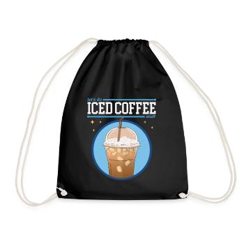 Eiskaffee Iced Coffee Kaffeeliebhaber Geschenk - Turnbeutel - Schwarz - Vorne