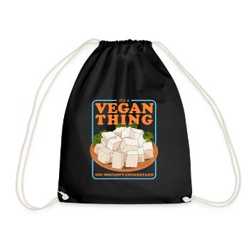 Tofu Bean Curd Bean Cheese Vegan Gift - Drawstring Bag - black - Front