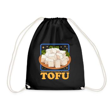 Tofu Bean Curd Bean Cheese Vegan Gift - Drawstring Bag - black - Front
