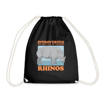 Nashörner Nashorn Rhinozeros Geschenk - Turnbeutel - Schwarz - Vorne