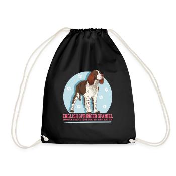 English Springer Spaniel Mom Gift - Drawstring Bag - black - Front