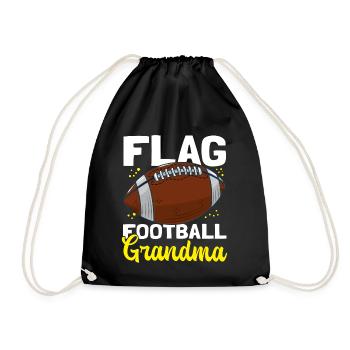Flag Football Granny Player Footballer Gift - Drawstring Bag - black - Front
