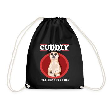 Meerkat Funny Meerkat Gift - Drawstring Bag - black - Front