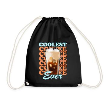 Eiskaffee Iced Coffee Kaffeeliebhaber Geschenk - Turnbeutel - Schwarz - Vorne
