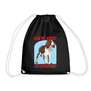 English Springer Spaniel Dog Owner Gift - Drawstring Bag - black - Front