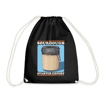 Sourdough Starter Expert Gift - Drawstring Bag - black - Front