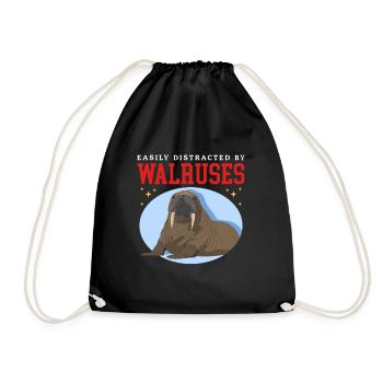 Walrus Walrus Walrus Walrus Gift - Drawstring Bag - black - Front
