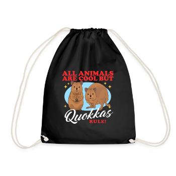 Quokka Short-tailed Kangaroo Kangaroos Gift - Drawstring Bag - black - Front