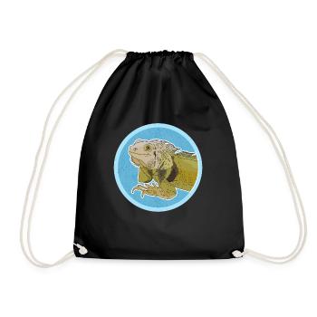 Leguan Reptilien Eidechse Leguane Geschenk - Turnbeutel - Schwarz - Vorne