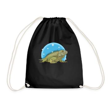 Leguan Eidechse Reptilien Leguane Geschenk - Turnbeutel - Schwarz - Vorne