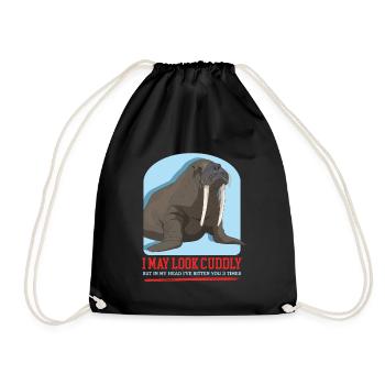 Walross Walrus Walroß Walrosse Geschenk - Turnbeutel - Schwarz - Vorne
